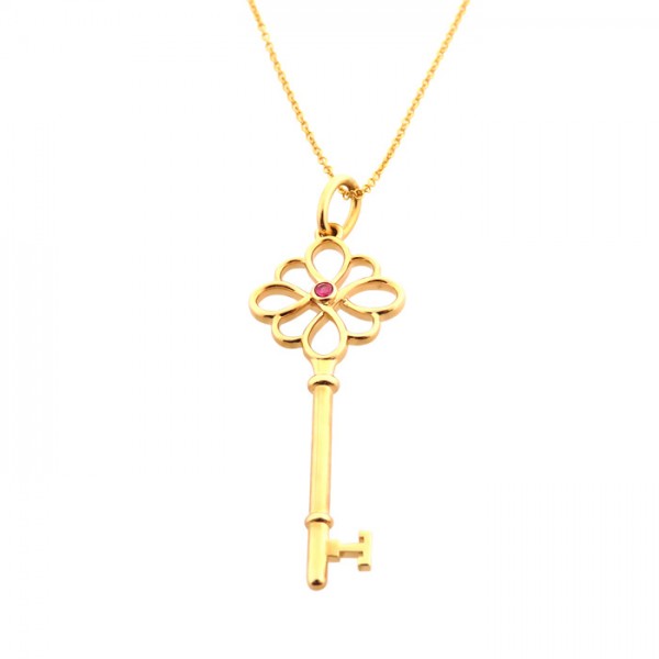 Tiffany & Co. Key Knot Necklace 18K Rose Gold