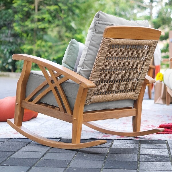 Cambridge Casual Carmel 3piece Teak Rocking Chair Set with Cushion