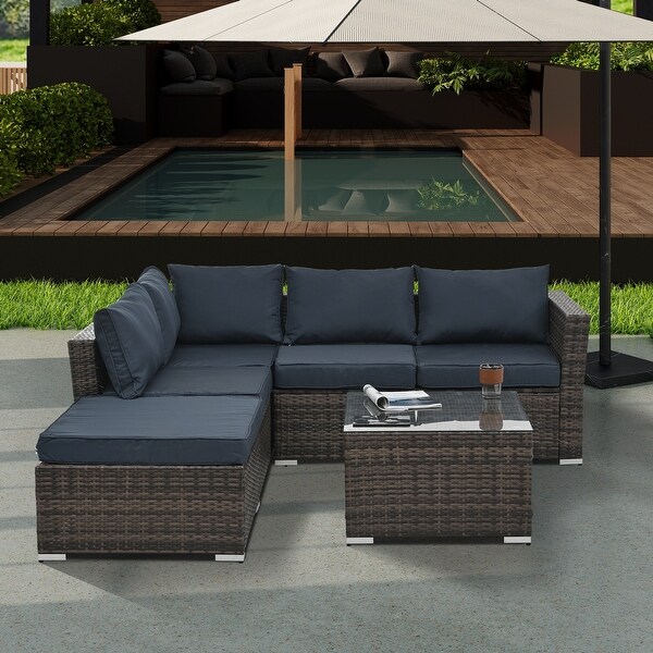 Patio Furniture,Outdoor Furniture,Seasonal PE Wicker Furniture,4 Set Wicker Furniture