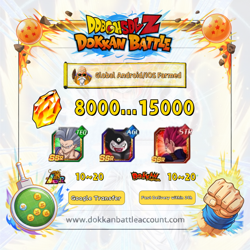 [Global] Dokkan Battle Farmed Account 14000+ DS with Third Eye Gomah and Super Saiyan God Vegeta (Ultra Supervillain) Beast Gohan For Android and IOS