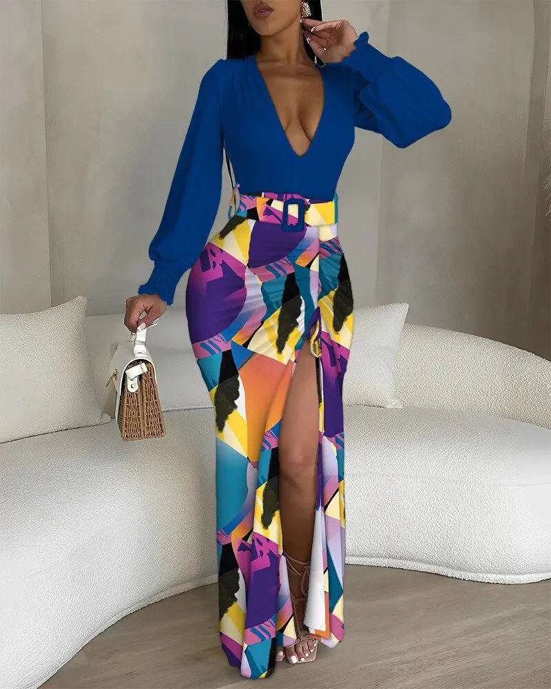 Plunging V-Neck Ruched Maxi DressClistos
