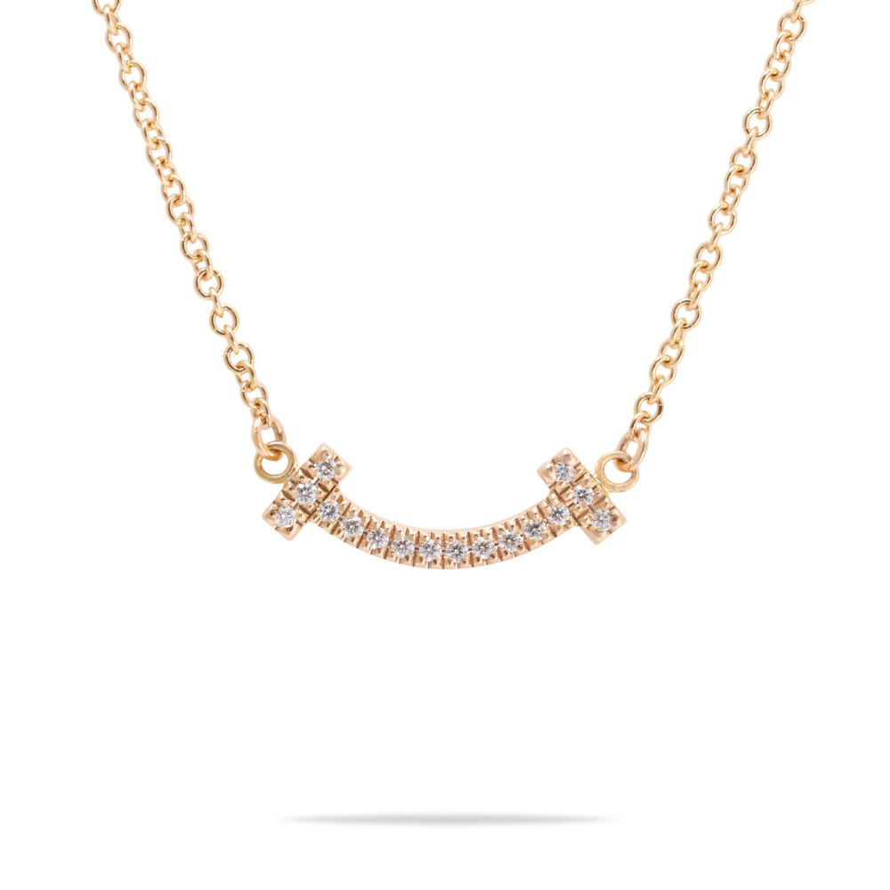 Tiffany & Co. Tiffany T Smile Necklace 18K Rose Gold Diamond 62617772