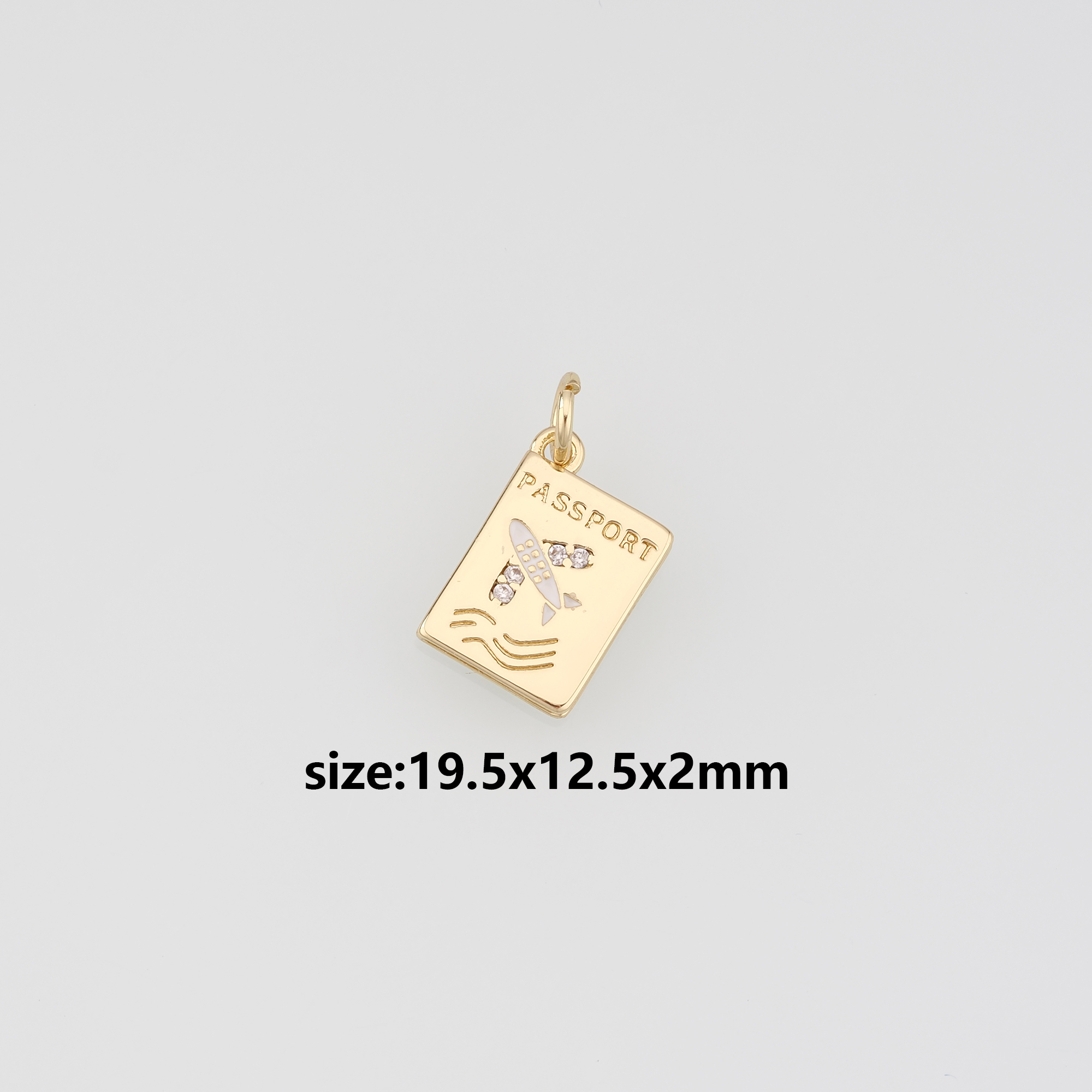 18K Gold Filled Passport Pendant,Dainty Passport Charm Earrings Necklace for DIY Jewelry Making Supply