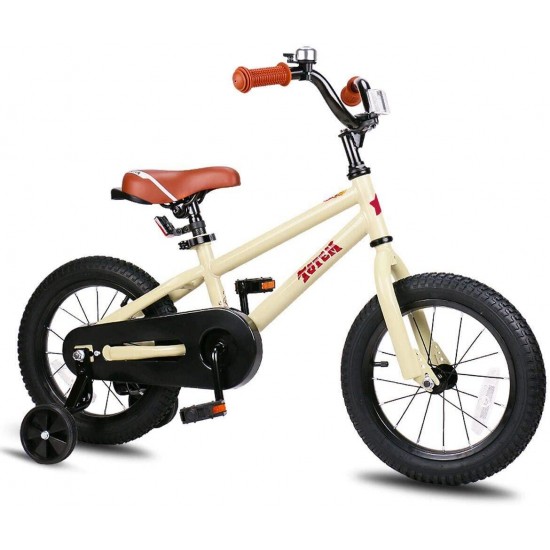 Totem Kids Bike for 2-9 Years Old Boys Girls BMX Style Bicycles 12 14 16 18 Inch with Training Wheels, 18 Inch with Kickstand and Handbrake Children Bikes Ivory Pink Green Silver
