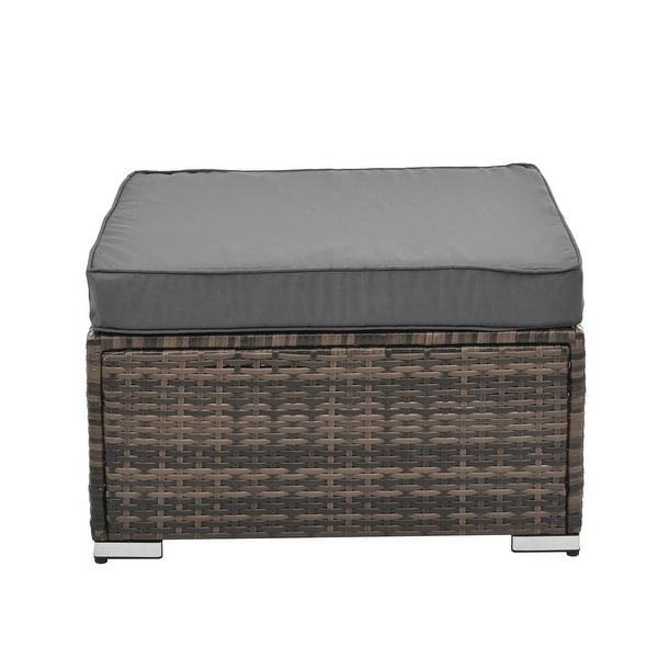 4Piece Patio Conversation Wicker Furniture Set,Sectional Sofa Set with Tempered Glass Coffee Table,Sofa Chair and Ottoman Sets