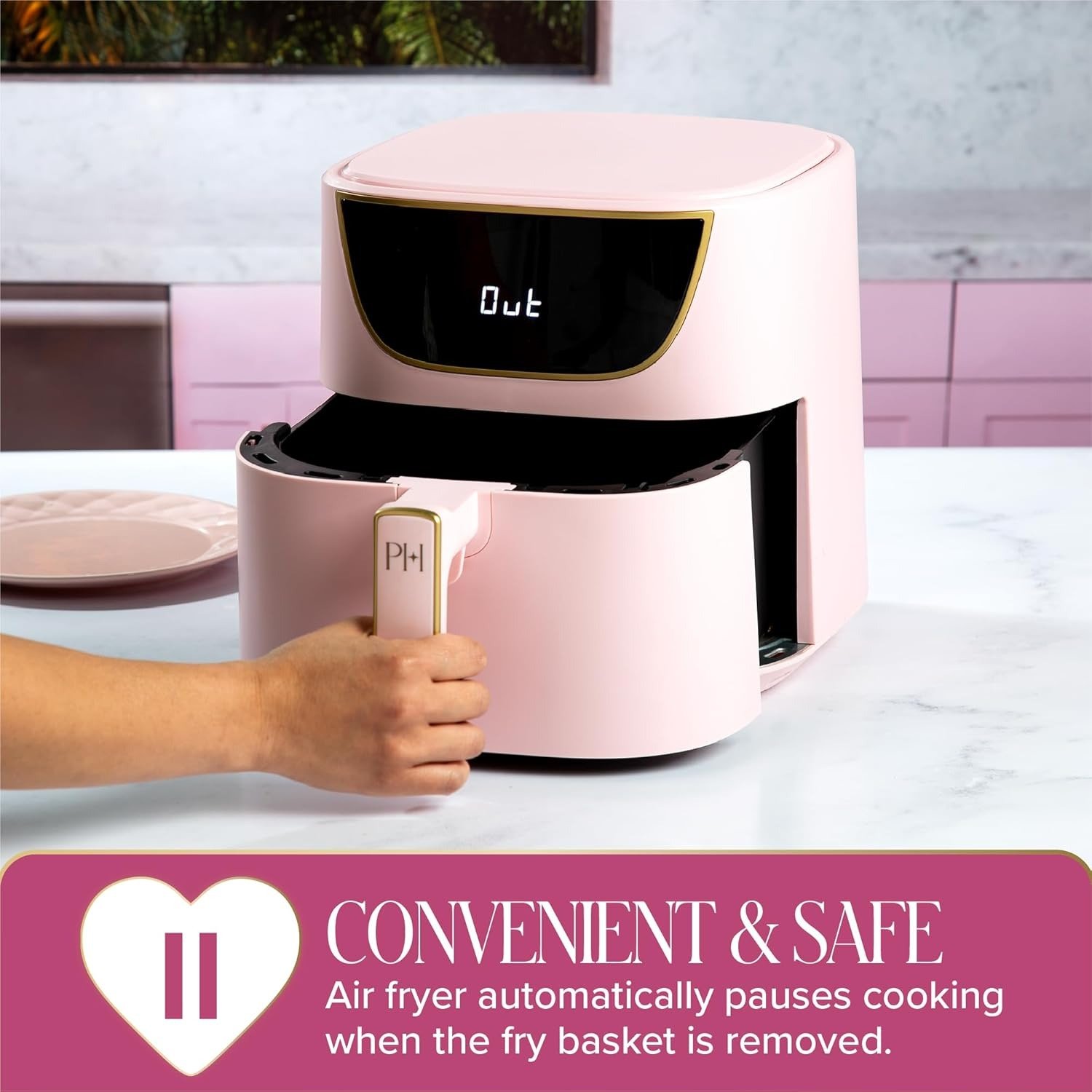 6QT 8-in-1 Air Fryer, PFAS-Free Nonstick, Illuminated Touchscreen, Pink Finish