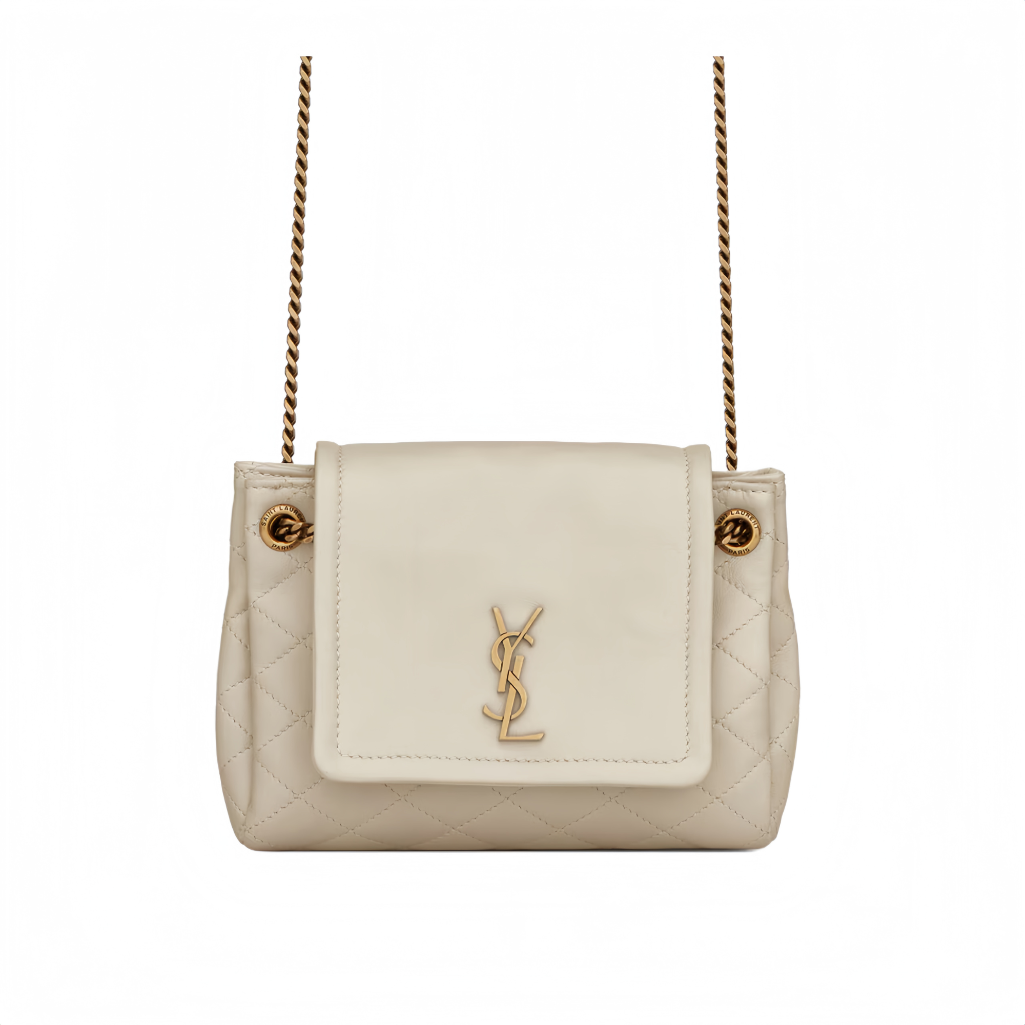 Saint Laurent Mini Nolita In Blanc Vintage 18Cm