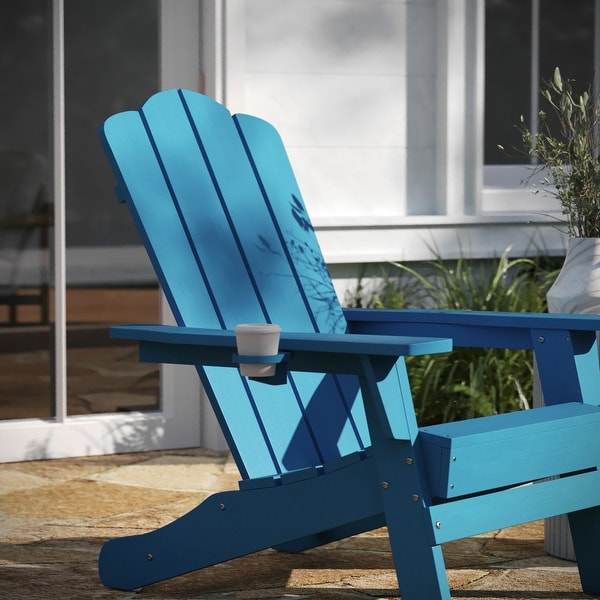 Set of 4 AllWeather Adirondack Chairs with Cupholders