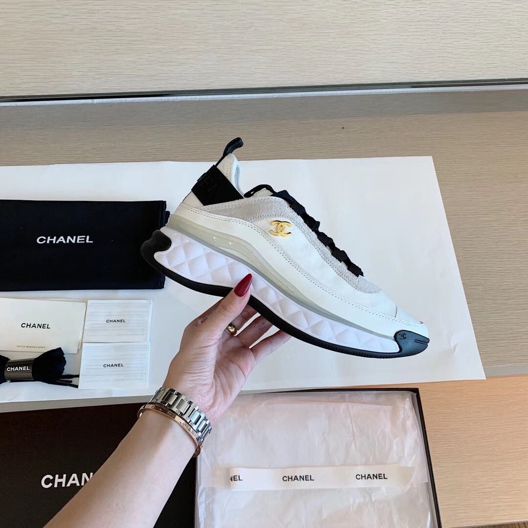 Chanel Velvet Sneakers Ivory And Black G35617