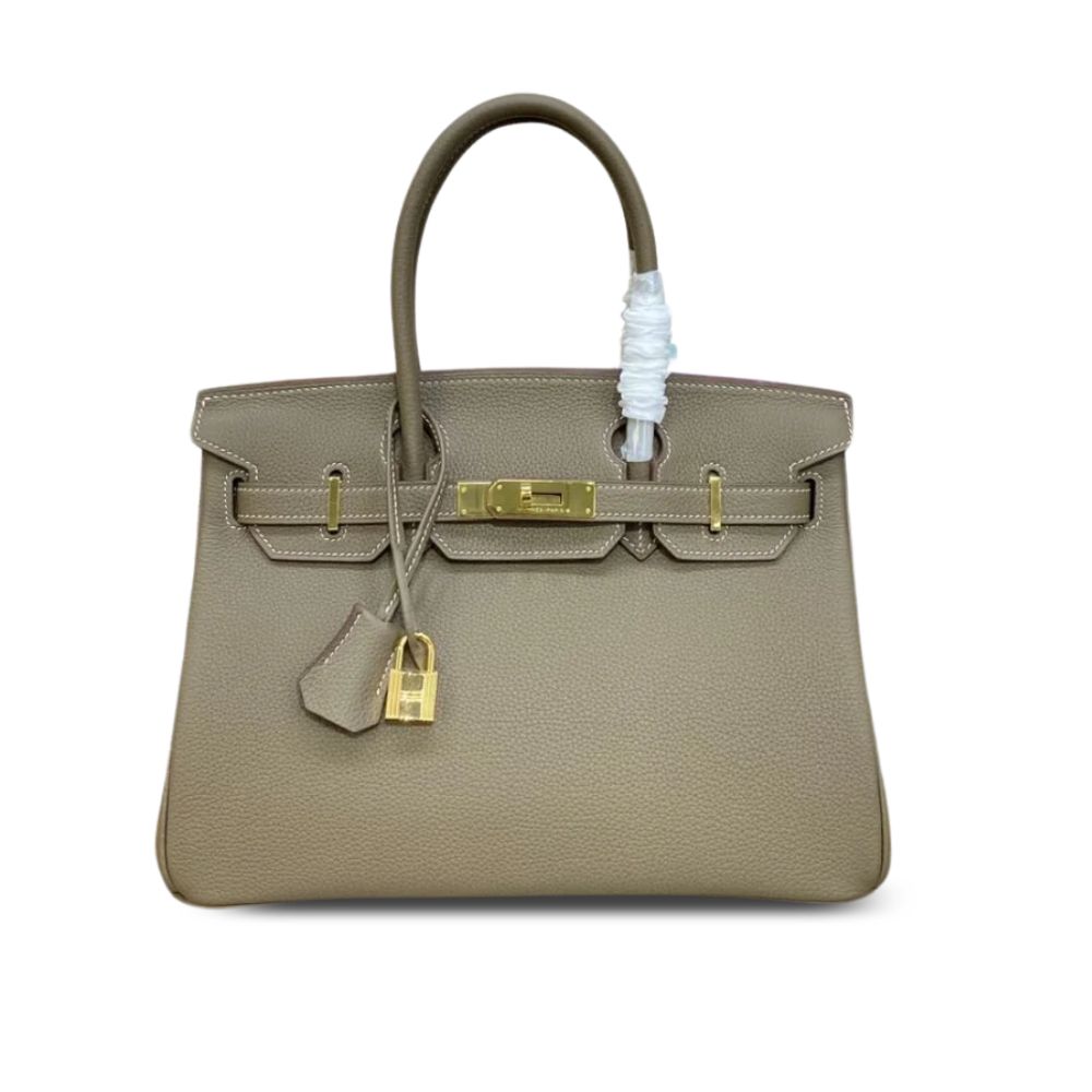 Hermes Birkin 30 Bag Etoupe Gold Hardware Togo Leather