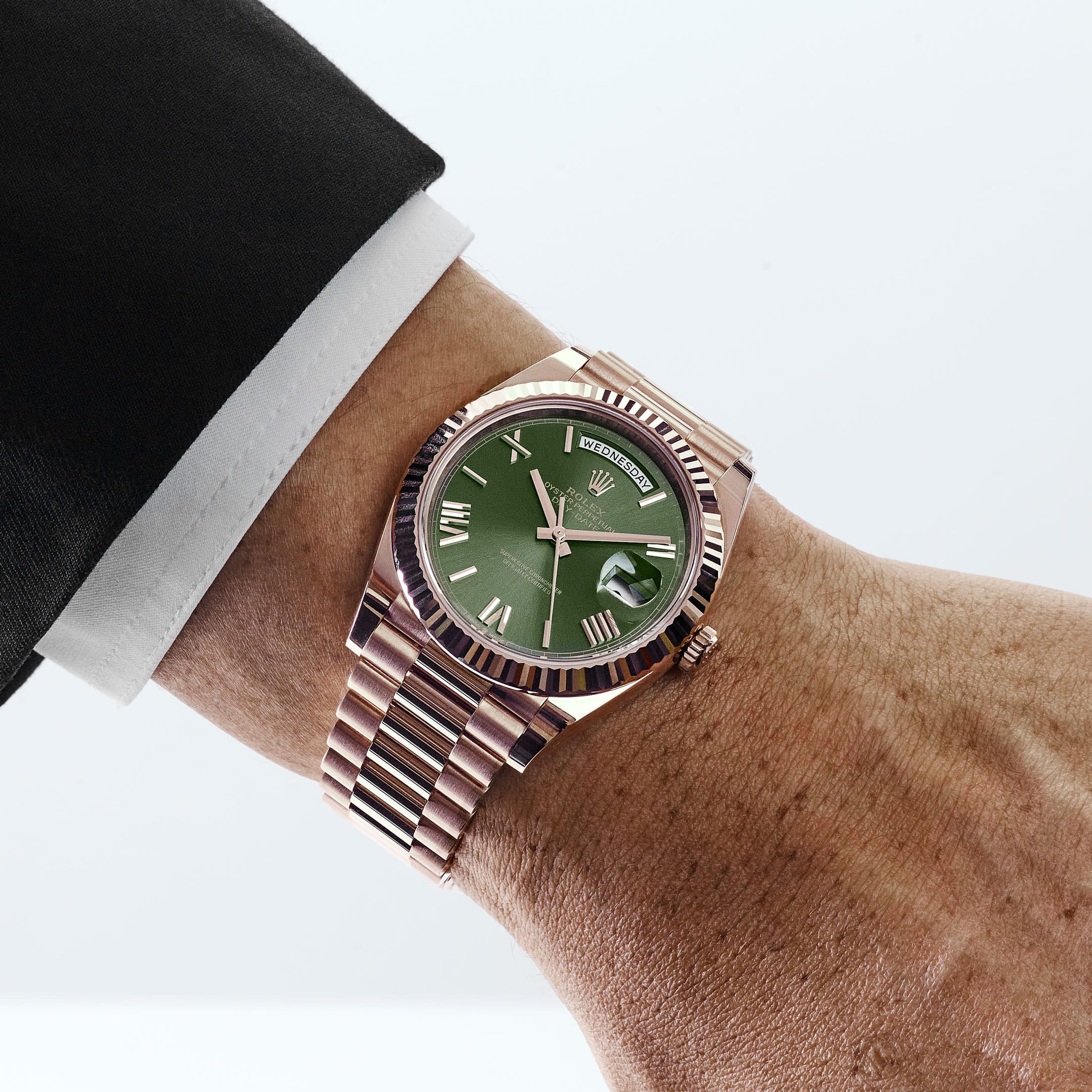 Rolex Day-Date 40 228235 Rose Gold Olive Green Dial (2026)