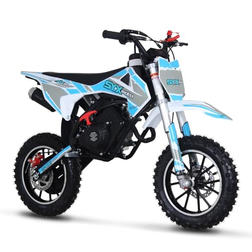 SYX MOTO 58CC 4-Stroke Kids Mini Dirt Bike, 8-14 Gas Powered Off-Road Pull Start Motorcycle, Pocket Pit Trail Bikes W/EPA Approved