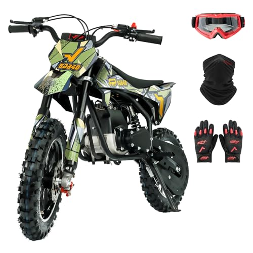 FRP OGM40 Kids Dirt Bike, 40CC 4-Stroke Dirt Bike for Kids, Gas Powered Off-Road Mini Bike with Front and Rear Disc Brake, Up to 20 Mph, Weight Support Up to 132 LBS（Black）