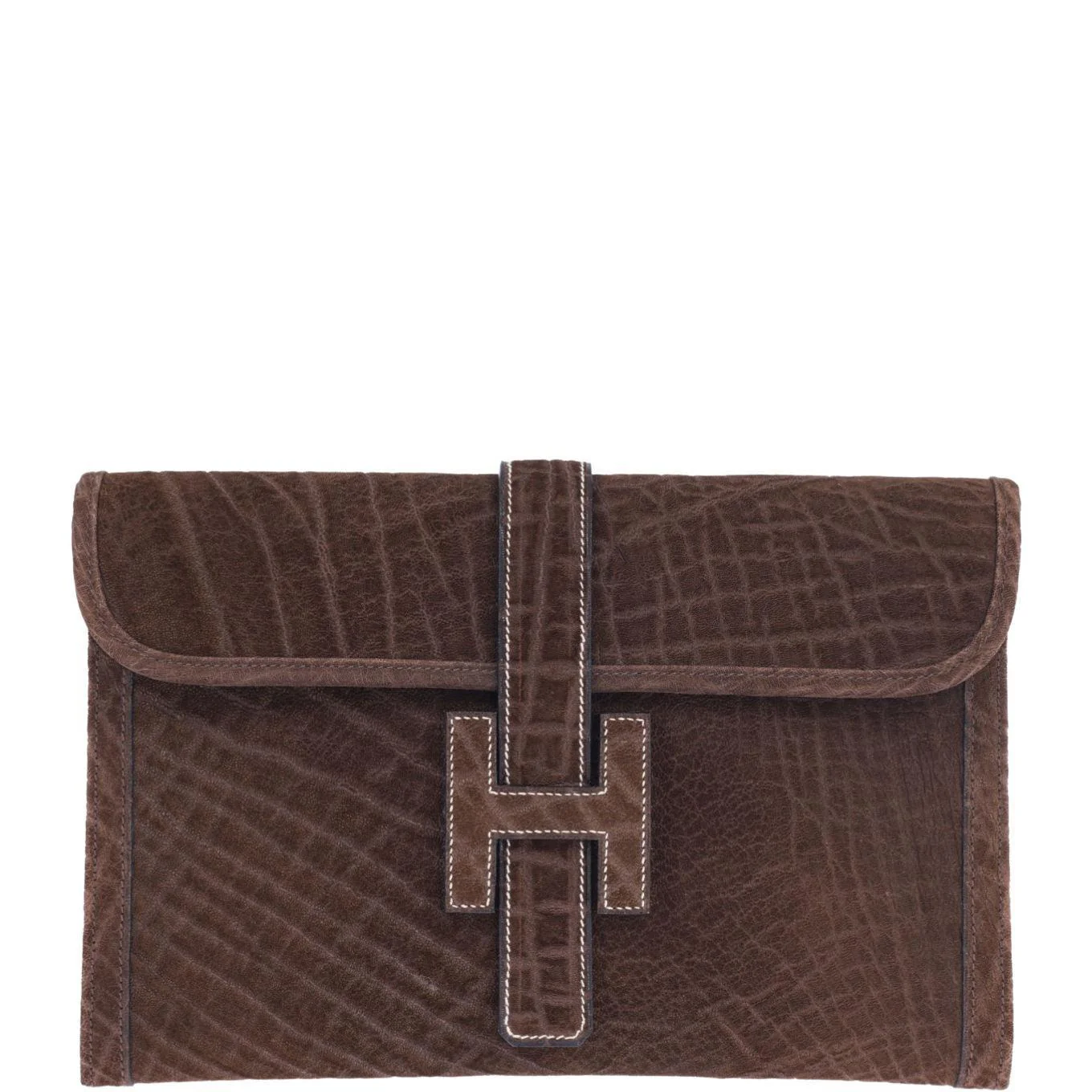 Hermès Jige 29 Elephant Leather Brown Contrast Stitching