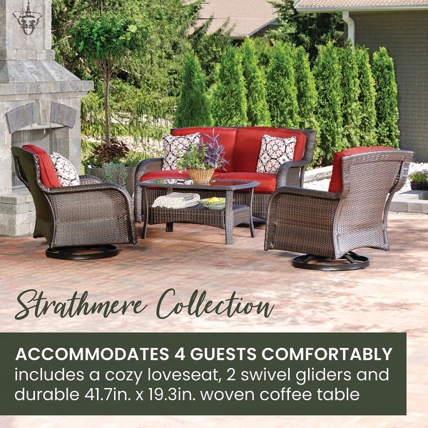 Hanover Strathmere 4Piece Lounge Set in Crimson Red