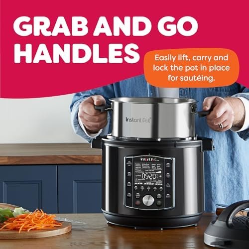 (8 QT) 10-in-1 Pressure Cooker, Slow Cooker, Rice/Grain Cooker, Steamer, Sauté, Sous Vide, Yogurt Maker, Sterilizer, and Warmer, Includes App With Over 800 Recipes, Black