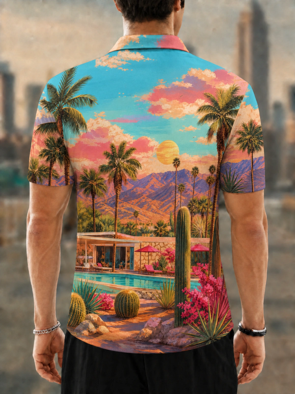 Men's Palm Springs Tropical Printed Golf Polo Shirt