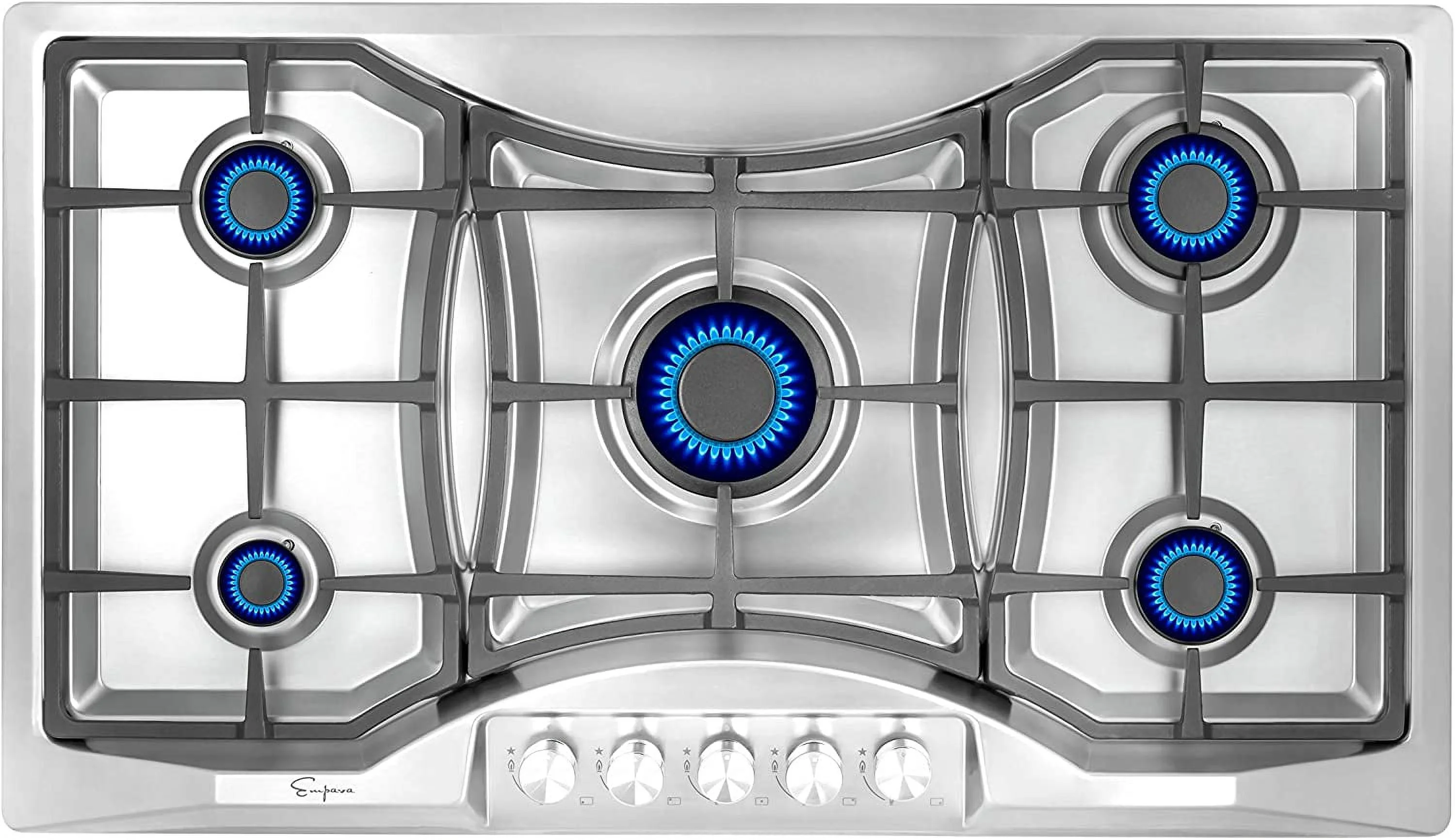 Empava 36 in. Gas Stove Cooktop 5 Italy Sabaf Sealed Burners NG/LPG Convertible in Stainless Steel, 36 Inch 36in