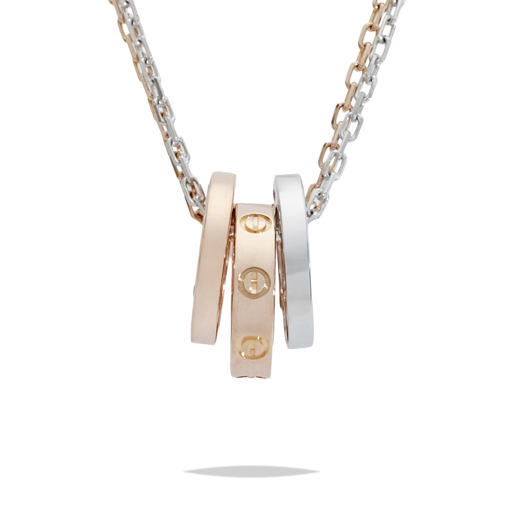 Cartier Love Necklace 18K White Gold & 18K Rose Gold Diamond B7219700