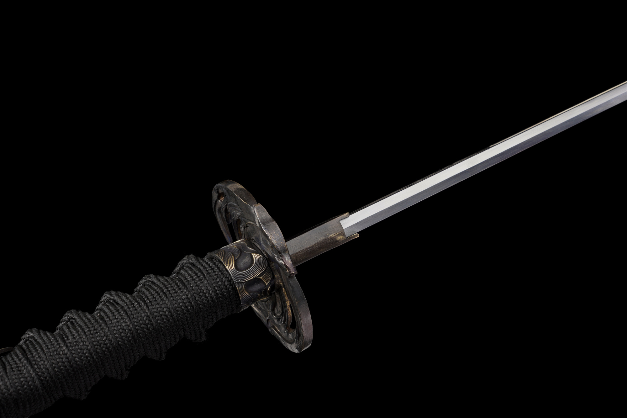 Ghost of Yotei Katana – Manganese Steel, Twin Wolf Tsuba, Full Tang