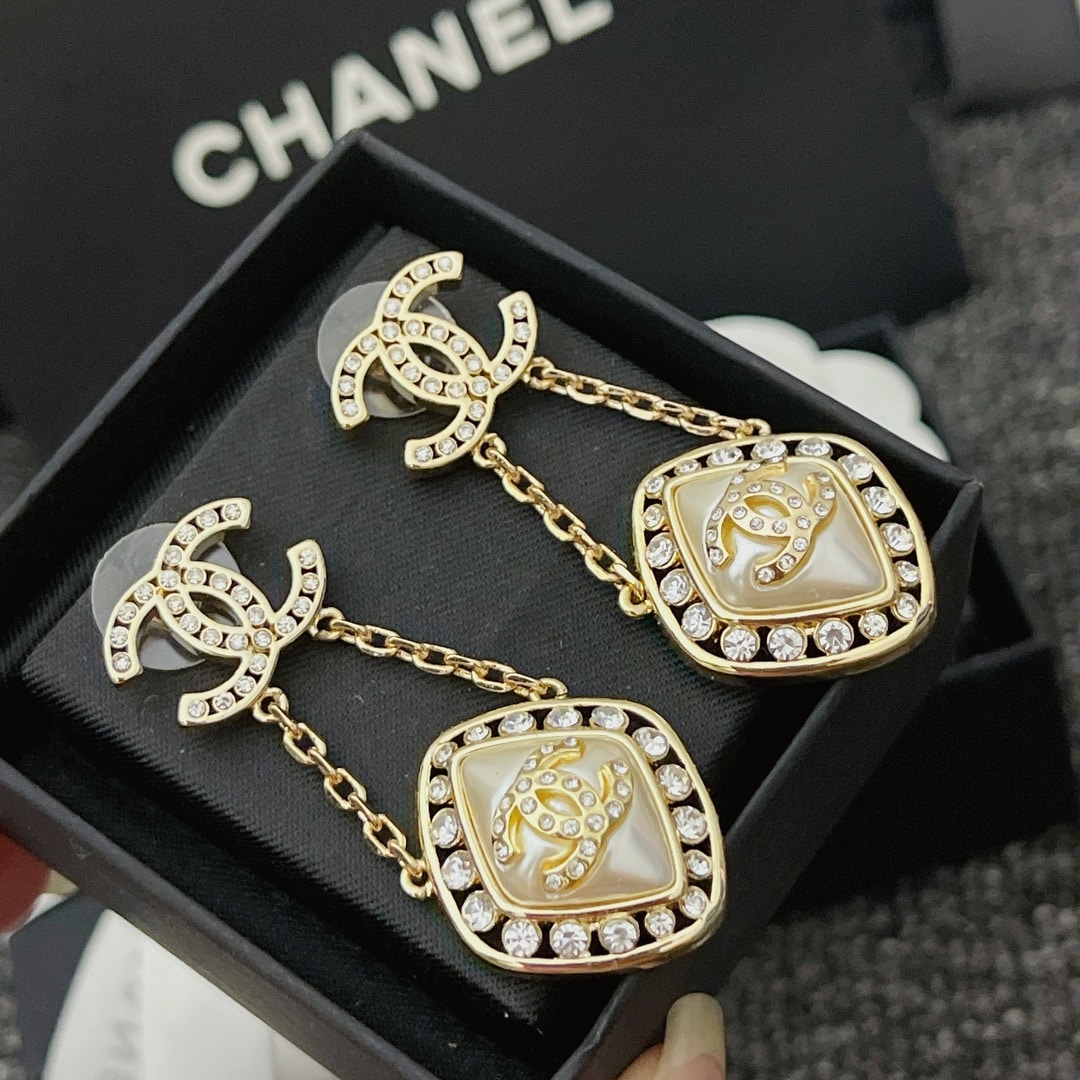 Chanel Cc Crystal Earrings