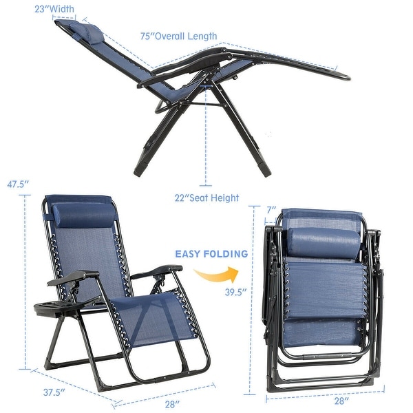 Gymax Folding Zero Gravity Lounge Chair Recliner w/ Cup Holder Tray