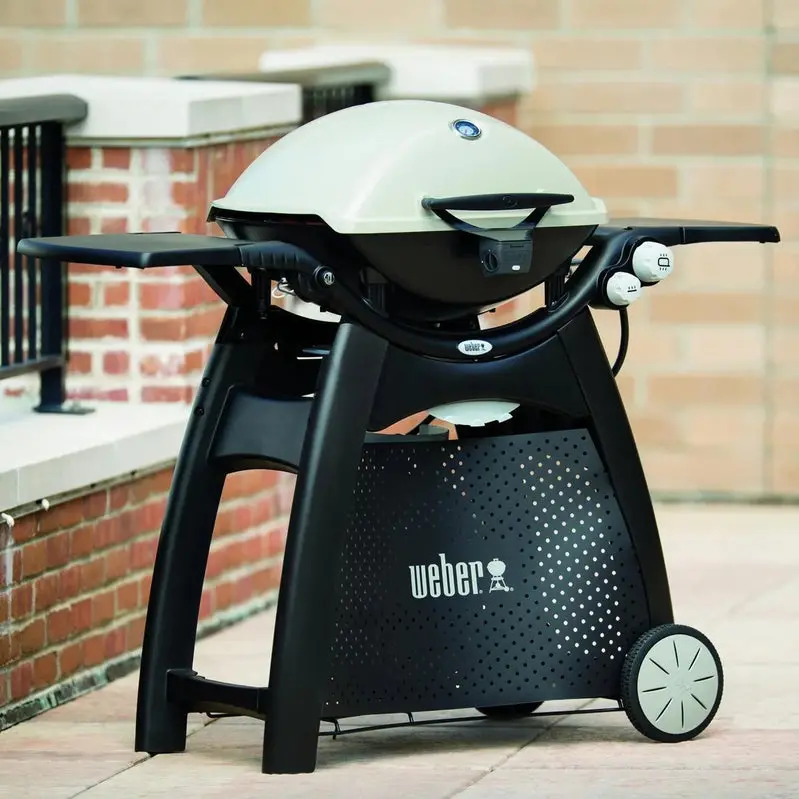 Weber Q 3200 Propane Grill – Portable Titanium-Finish Gas Grill with 3 Burners and Precision Cooking Control