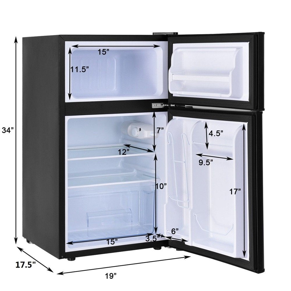 Costway Refrigerator Small Freezer Cooler Fridge Compact 3.2 Cu Ft. Unit