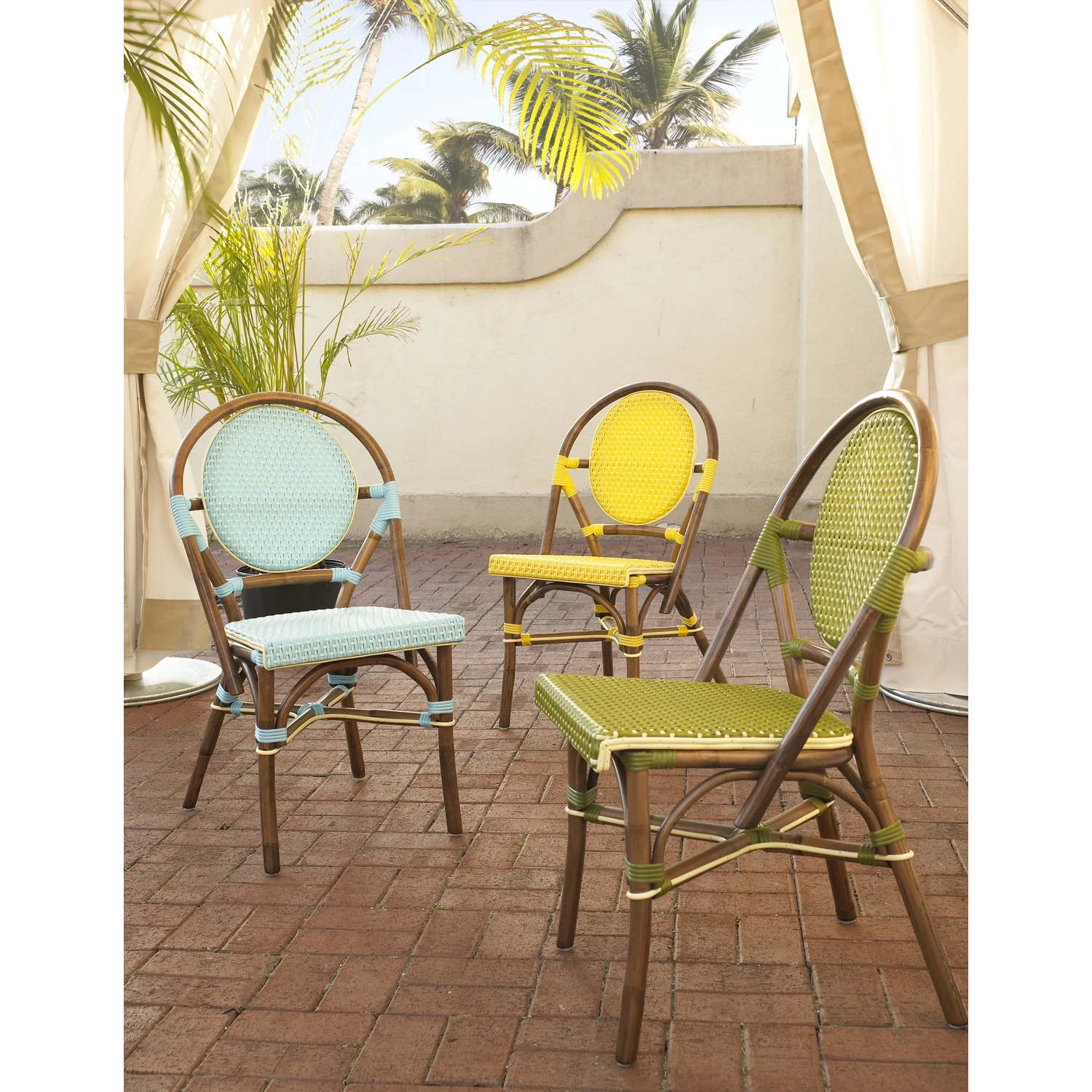 Padma's Plantation Paris Rattan Bistro Chair in Blue