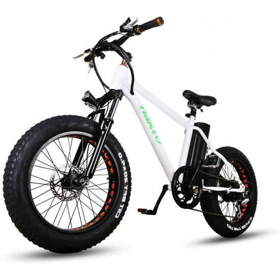 20″ 300W Fat Tire Electric Bicycles Snow Beach Mountain Bike 6 Speed Gear E-Bike with Removable Waterproof Large Capacity 36V10A Lithium Battery and Battery Charger Electric Bike