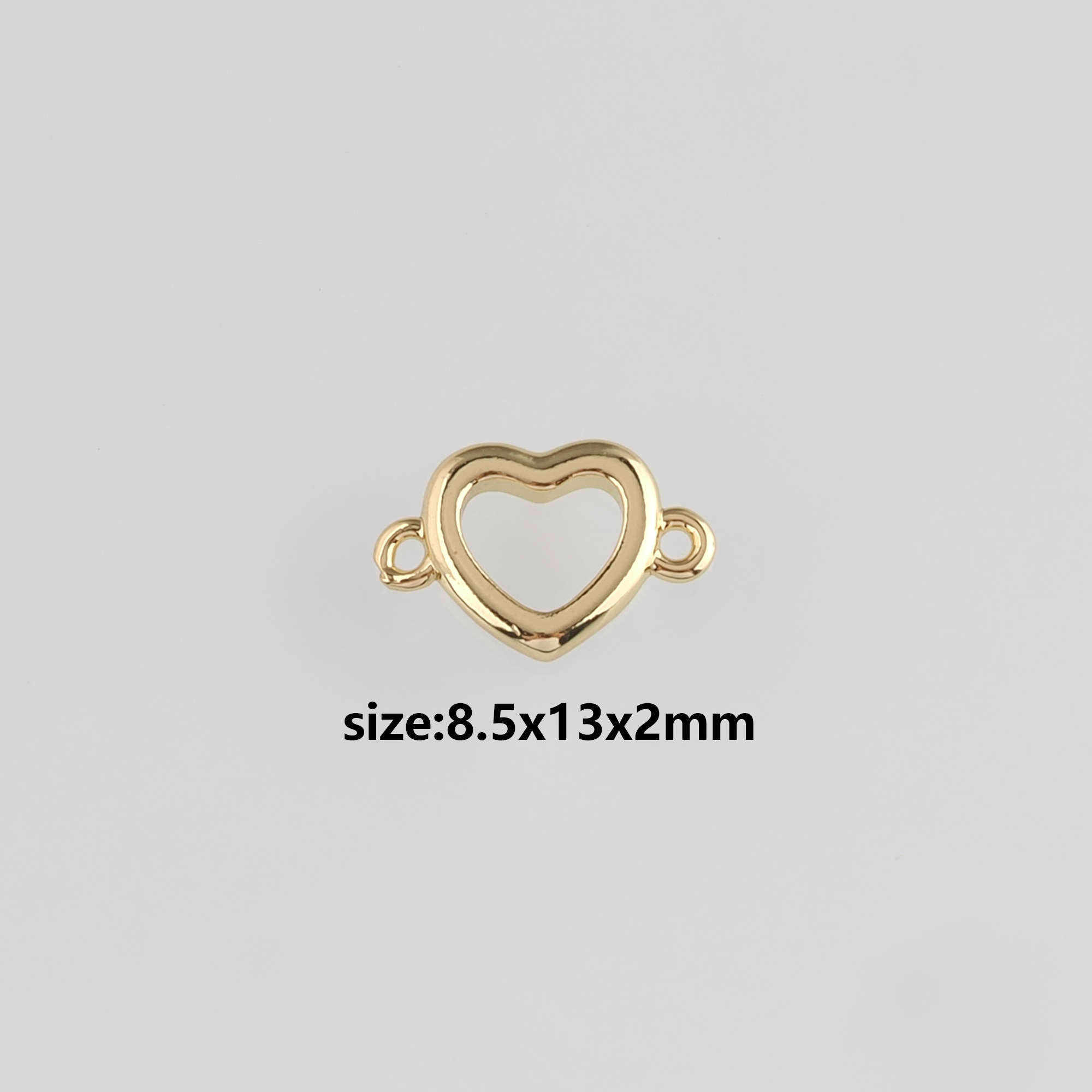 18K Gold Filled Heart Connector,Heart Charm Necklace Bracelet for DIY Jewelry Making Supply