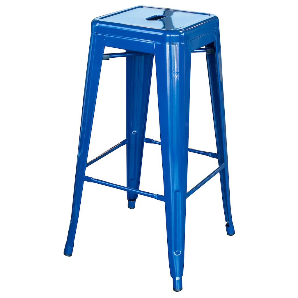 Amerihome Loft Metal 30 inch Bar Stool, Blue, Set of 4