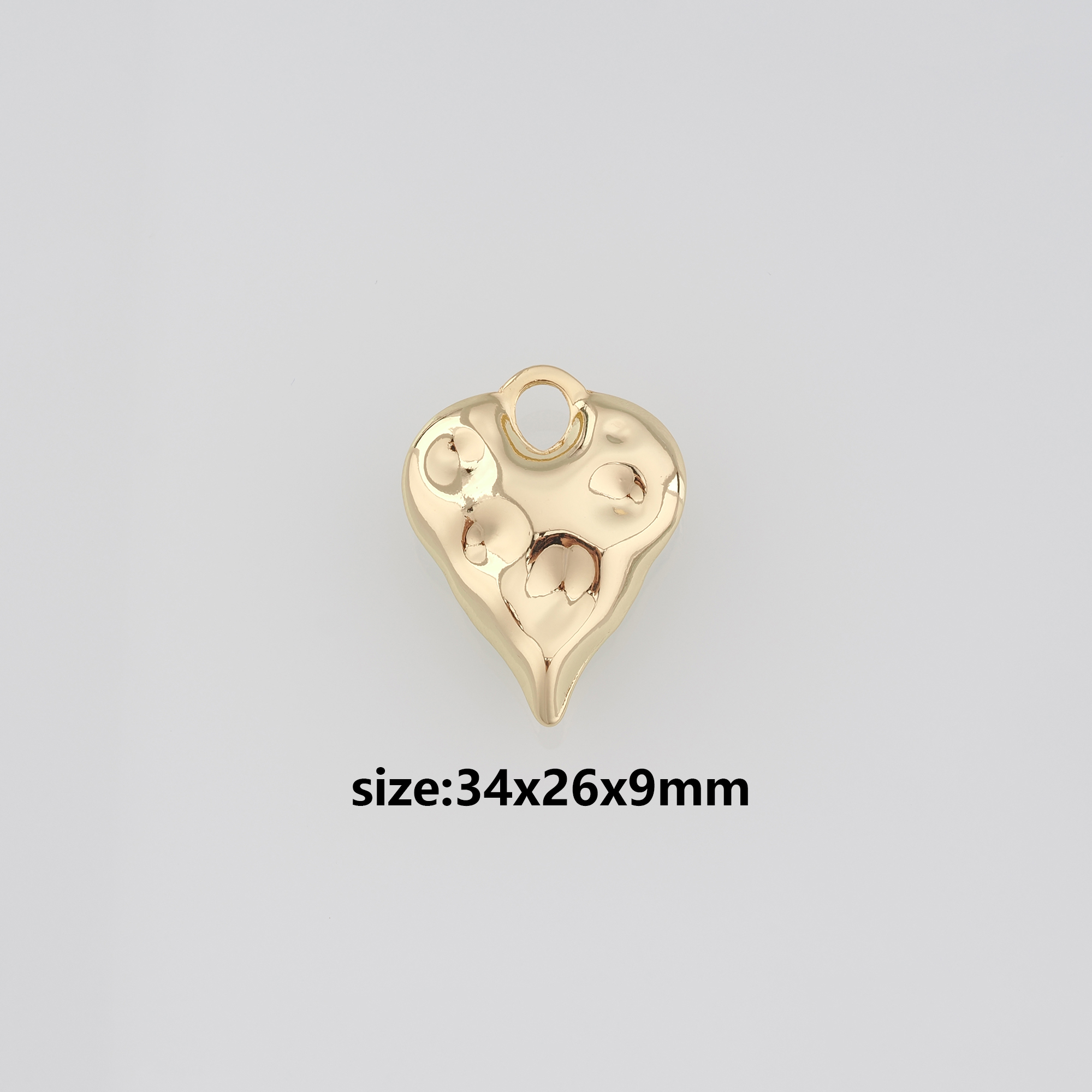 18K Gold Filled Heart Pendant,Heart Charm Earrings Necklace for DIY Jewelry Making Supply