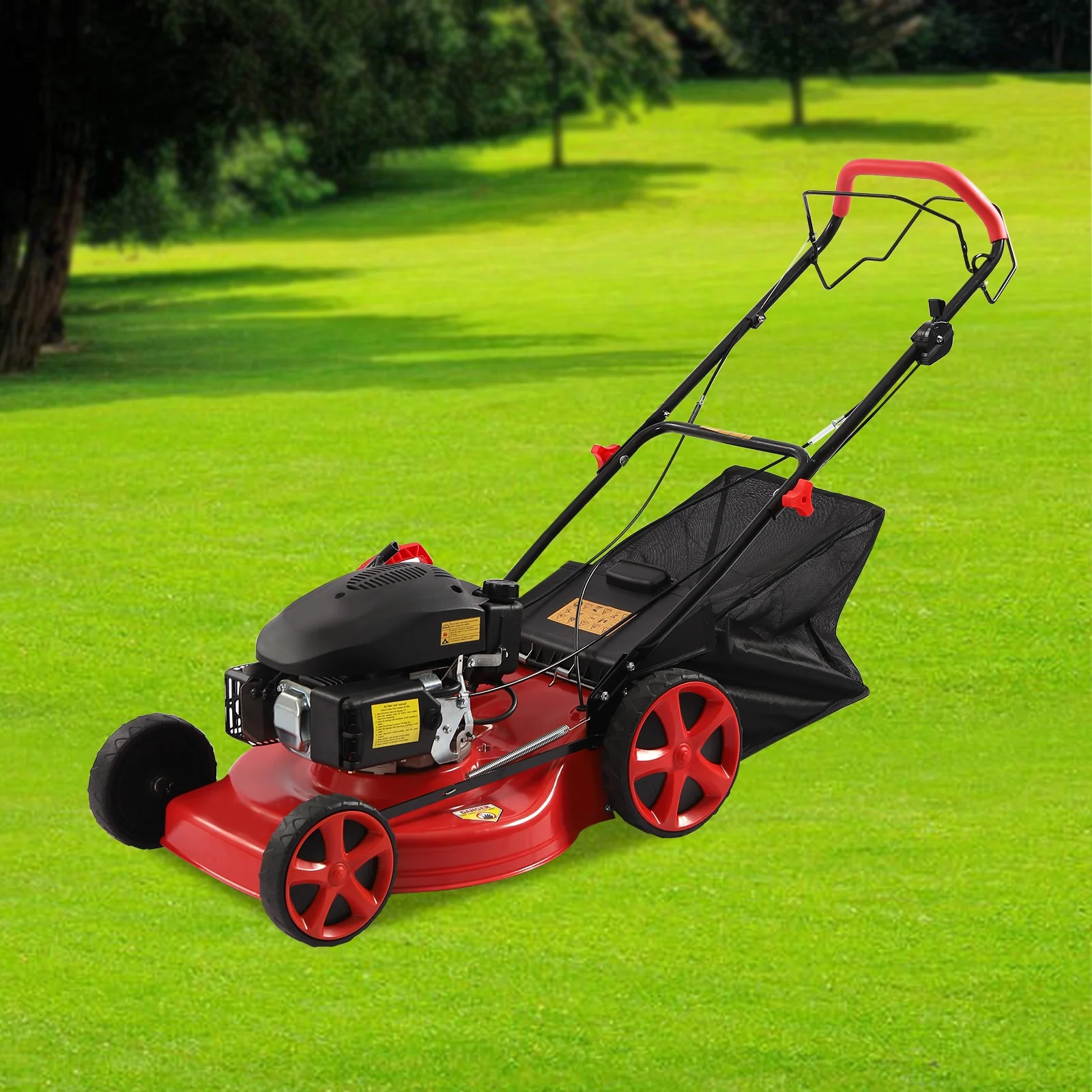 Aiqidi 173cc 4-Stroke Gas Powered Lawn Mower 3-in-1 Self-Propelled Mulching Push Mower with Bagger Adjustable Heights