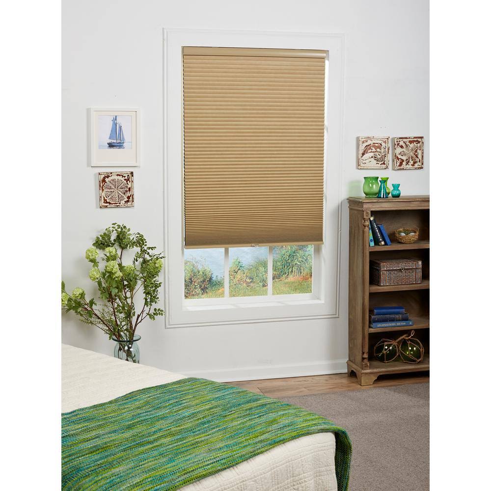 Cut-to-Width Khaki 1.5in. Blackout Cordless Cellular Shade - 72in. W x 72in. L (Actual Size: 72in. W x 72in. L)