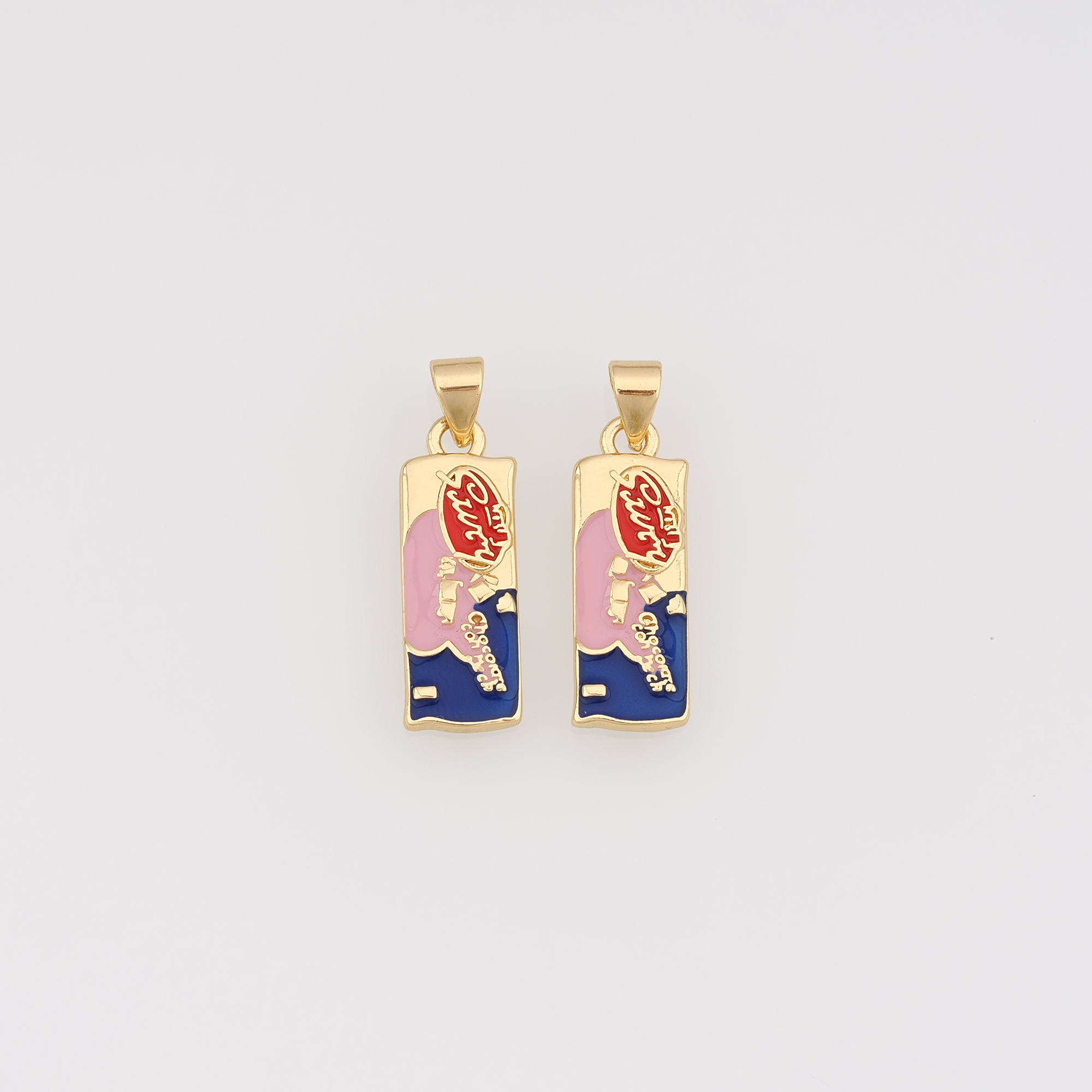 18K Gold Filled Chocolate Pendant,Enamel Chocolate Charm Earrings Necklace for DIY Jewelry Making Supply