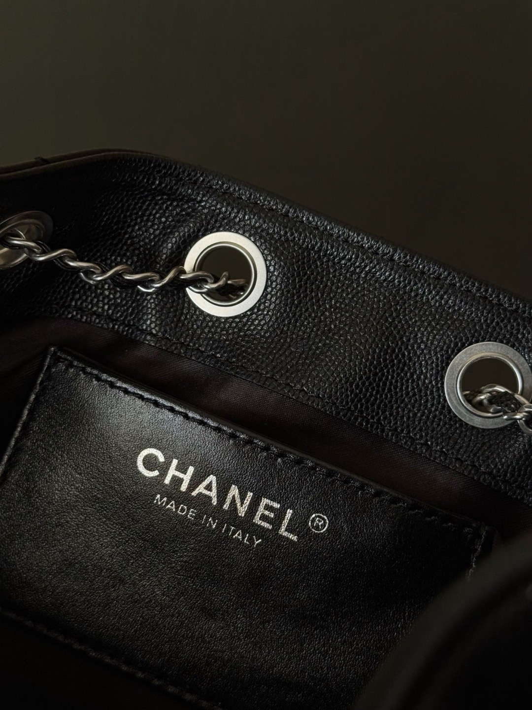 Chanel 25bag 25C Caviar leather black & silver small