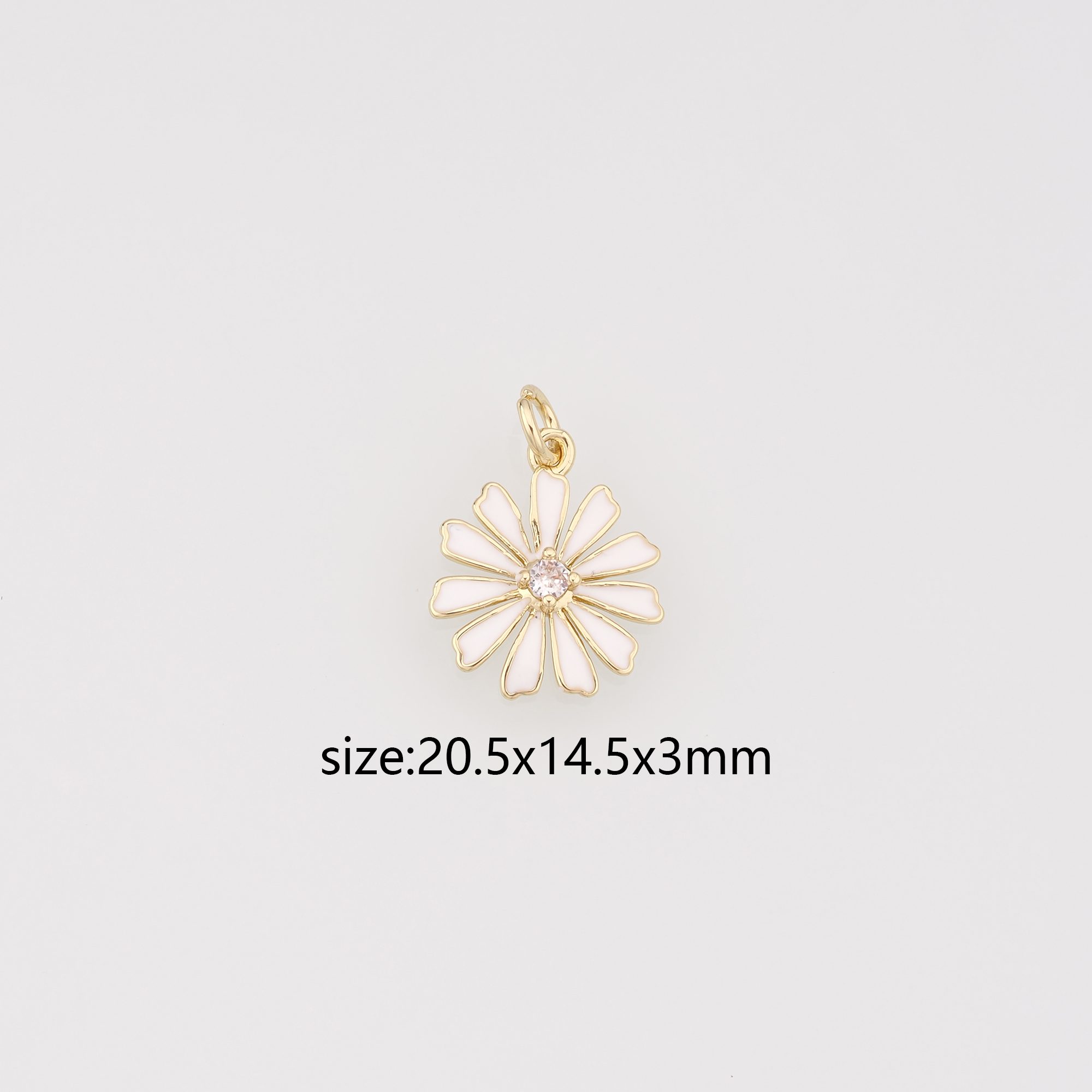 18K Gold Filled Daisy Pendant,Enamel Flower Charm Earrings Necklace for DIY Jewelry Making Supply