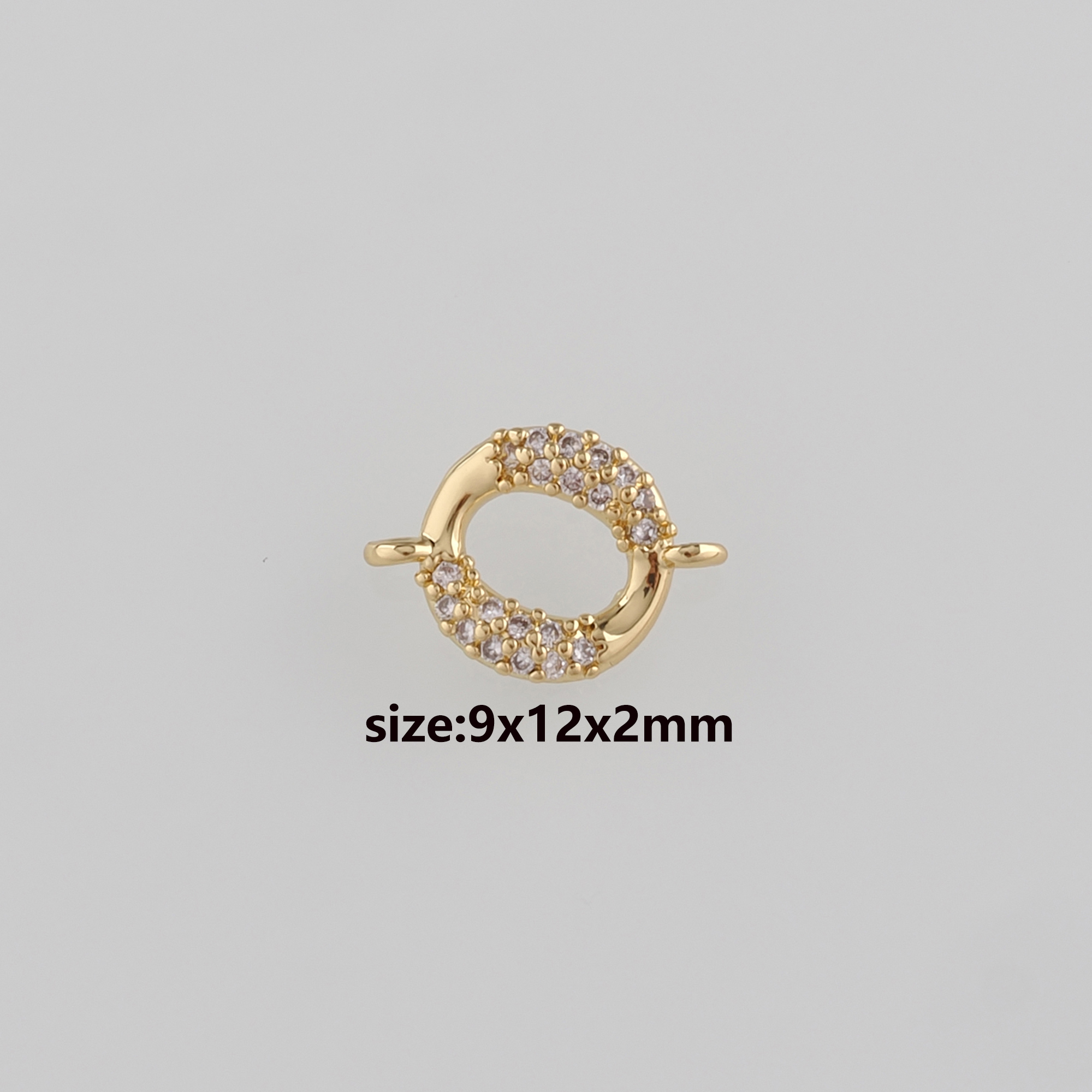 18K Gold Filled Round Connector,CZ Micro Pave Round Charm Necklace Bracelet for DIY Jewelry Making Supply
