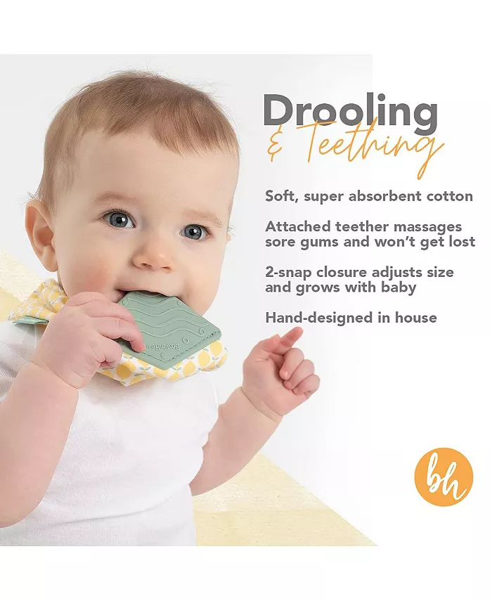 Booginhead Cotton Baby Bandana Teething Bib 2-Pack, Pink Rainbows