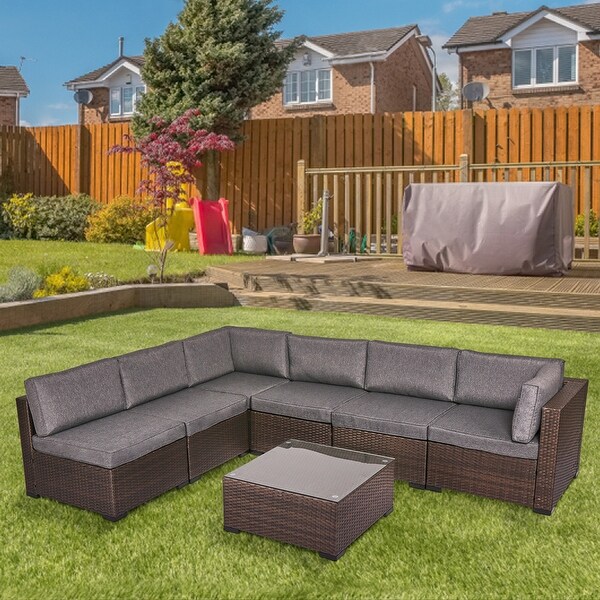 Kinsunny Steel/ Wicker Outdoor Patio Furniture Sectional