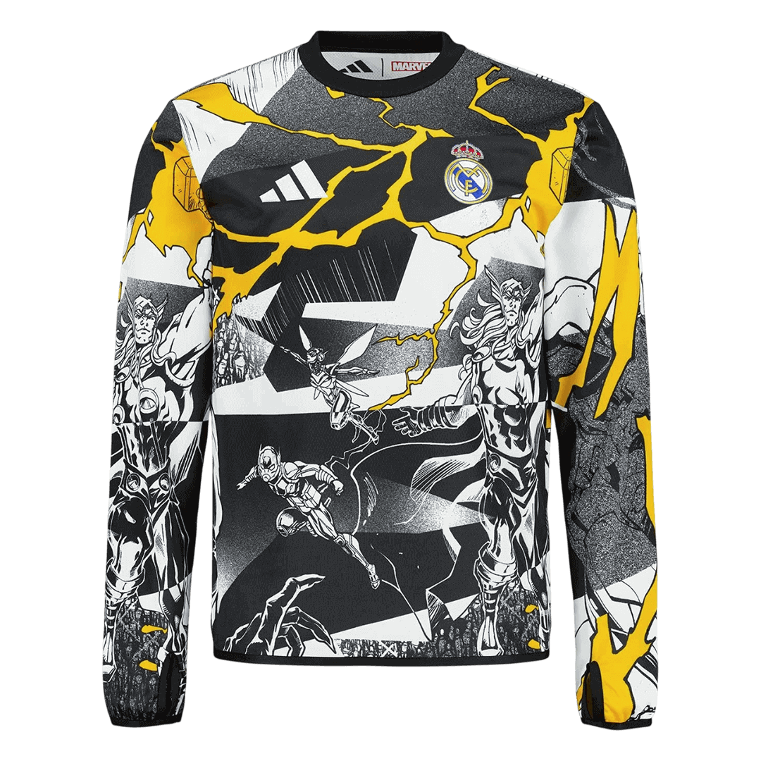 Real Madrid X Marvel Long Sleeve Jersey 25/26 Black&White