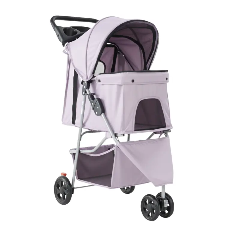 Versatile Foldable Pet Stroller for Dogs & Cats – Canopy, Basket & Compact Frame