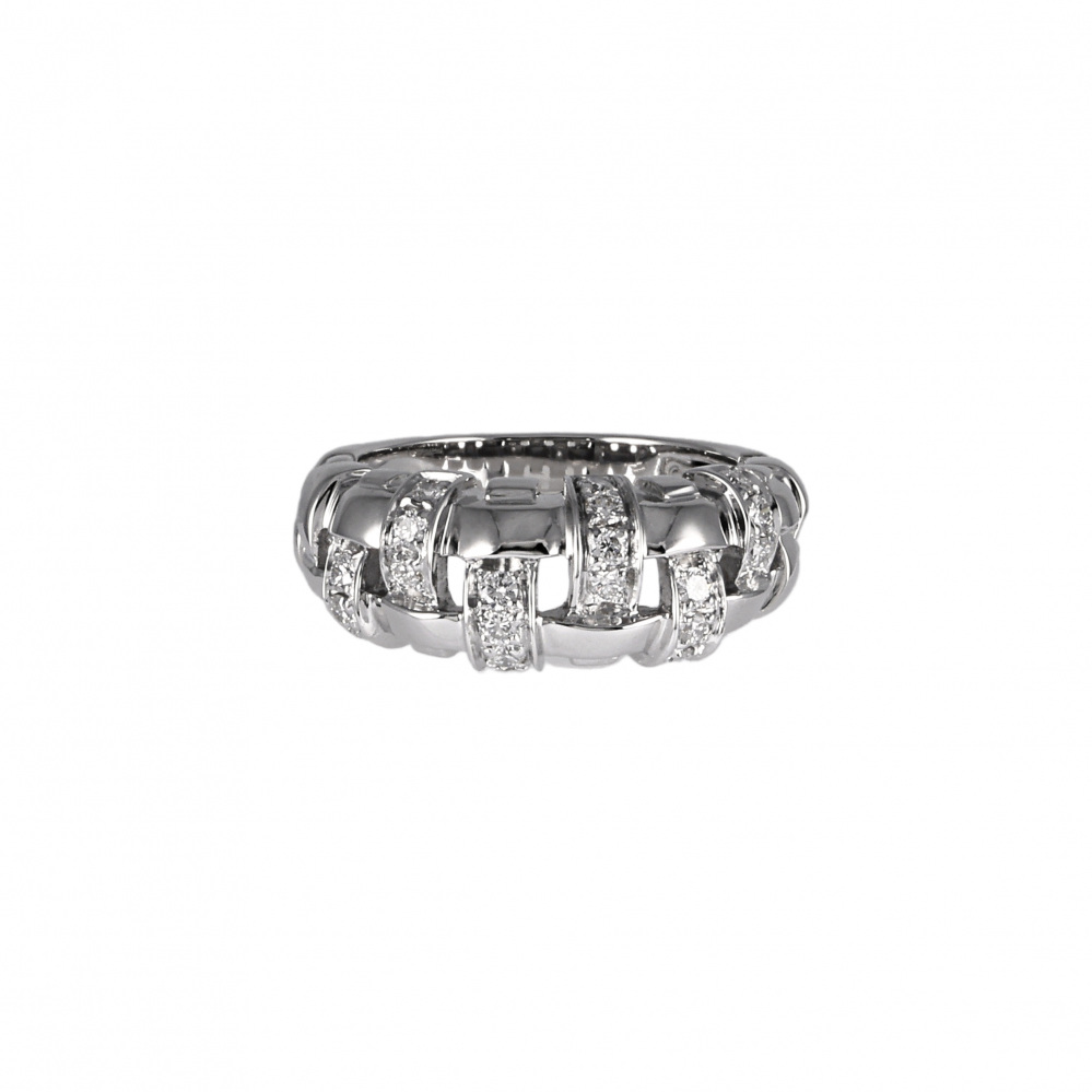 Tiffany & Co. Key Woven Ring 18K White Gold Diamond