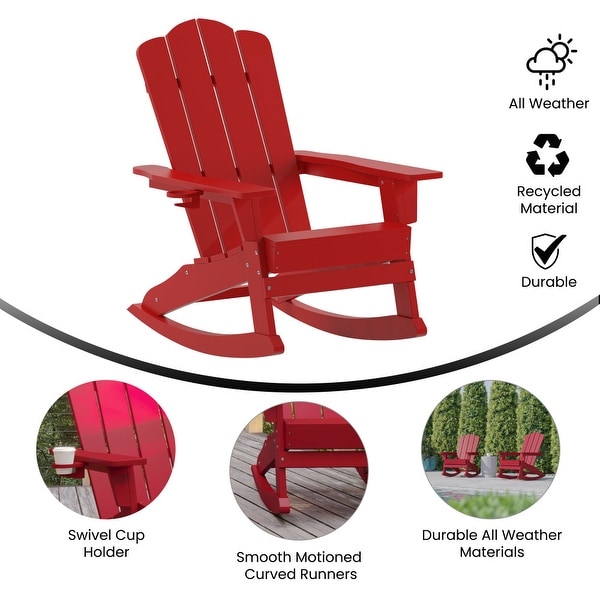 Commercial AllWeather Rocking Adirondack Chair with Swiveling Cupholder