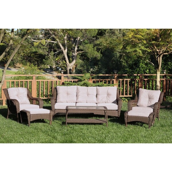6piece Resin Wicker Patio Furniture Conversation Set with High Back