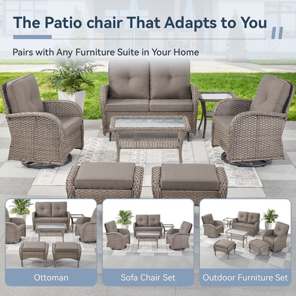 Gymojoy Stylish Patio Loveseat Glider Sofa with Cushions
