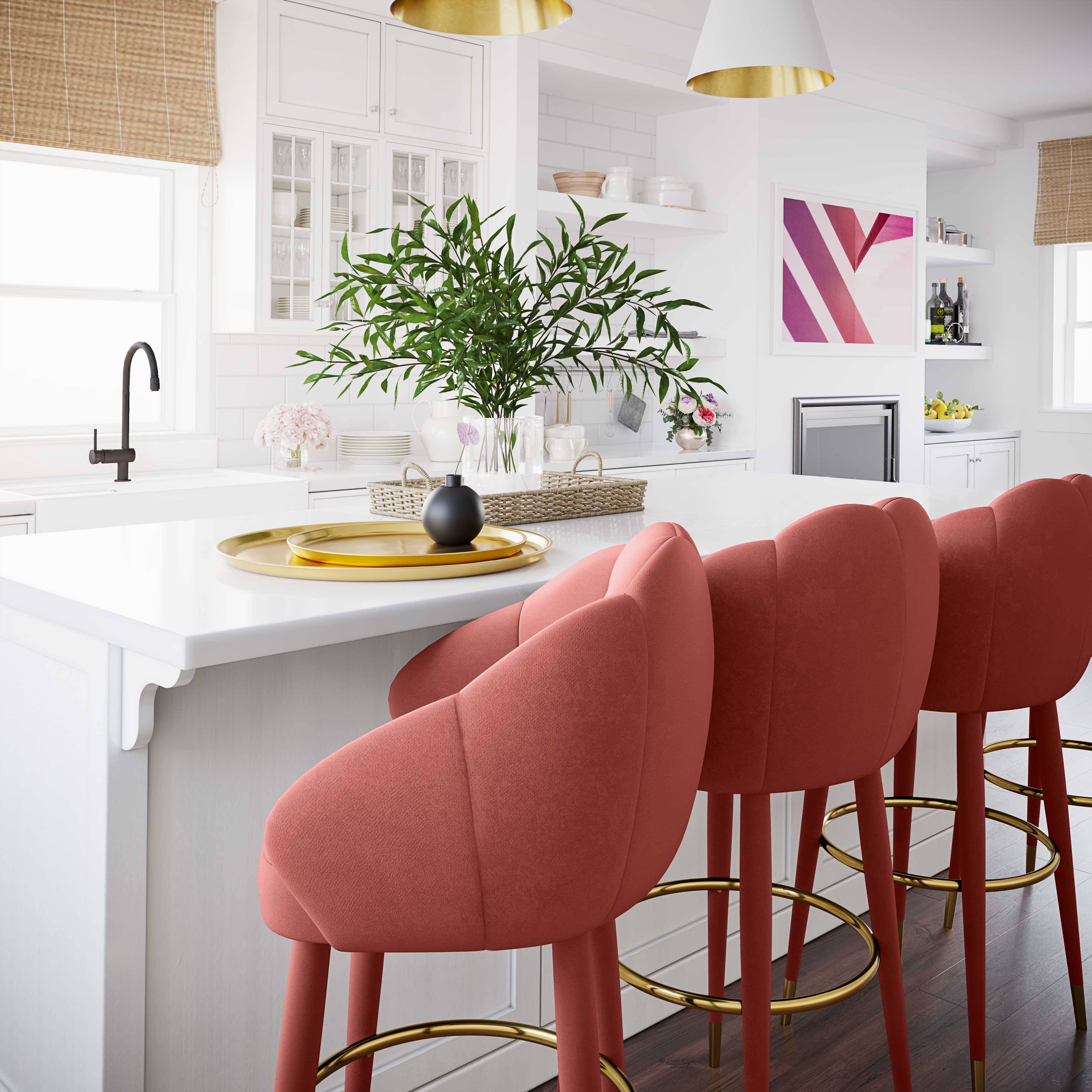 TOV Furniture Myla Salmon Swivel Bar Stool