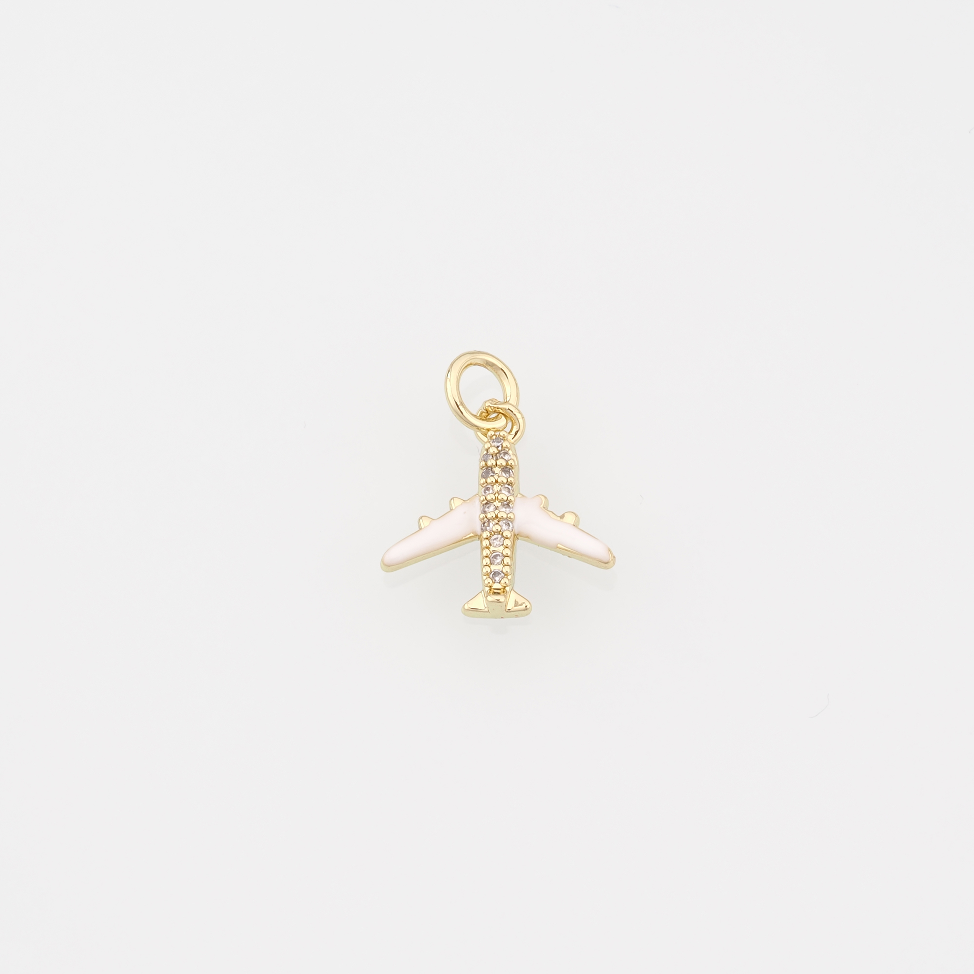 18K Gold Filled Airplane Pendant,Enamel Airplane Charm Earrings Necklace for DIY Jewelry Making Supply