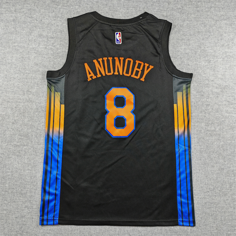 Men's New York Knicks OG Anunoby #8 Black Swingman Jersey - Statement Edition
